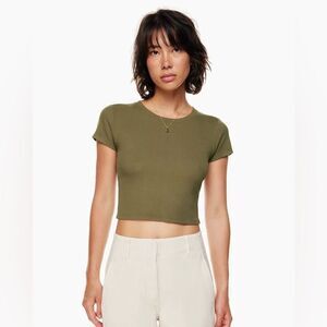 Wilfred Free | Go-to T-shirt | Olive Green Ribbed Crop Top